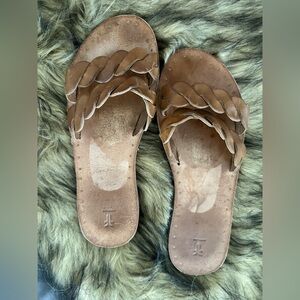 Frye Azalea Braided Leather Slide Sandals